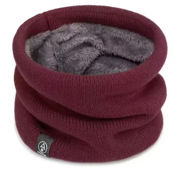 Padded knitted scarf, warming, for winter