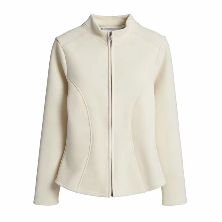 Padded women's yoga jacket with tailored cut and zipper