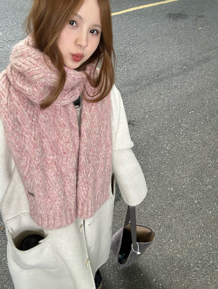 High-quality alpaca wool knitted scarf, 24x165 cm