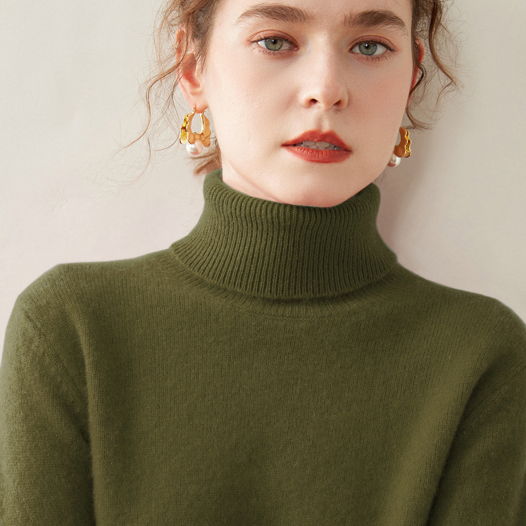 Women's turtleneck sweater made of 100% cashmere, warm