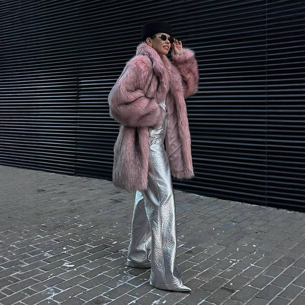 Fluffy faux fur cardigan for women
