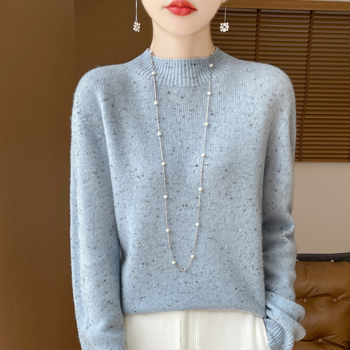 Women’s pullover made of pure wool with stand-up collar