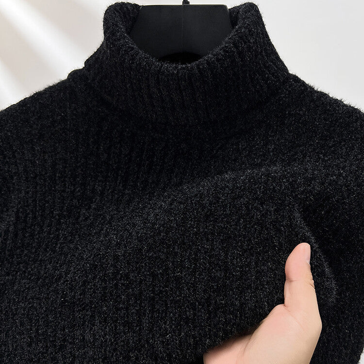 Men's Chenille Pullover with High Collar