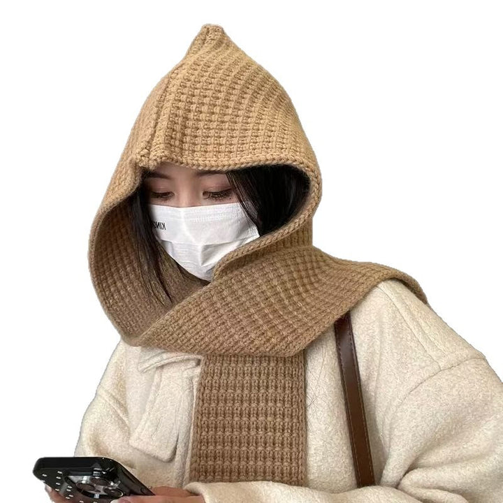 Hooded scarf combination, knit set