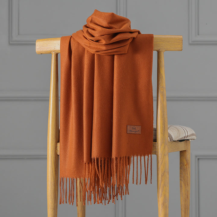 Cashmere scarf with fringes, 70x200 cm, thickened