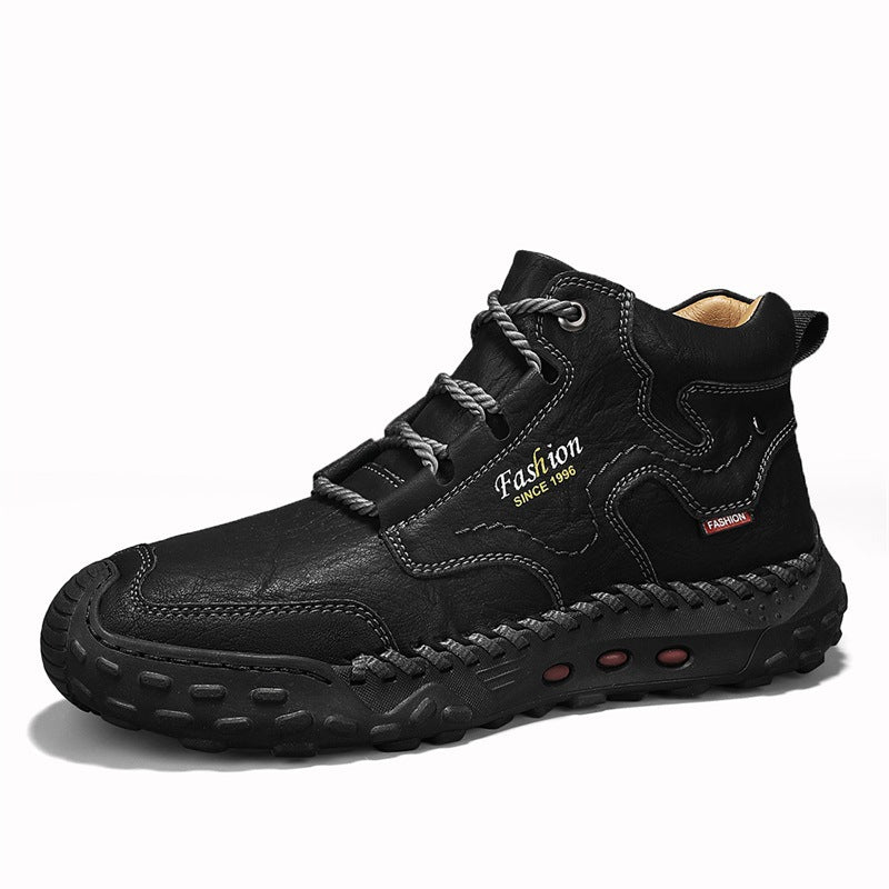 Men's ankle boots, medium-high shaft, lined