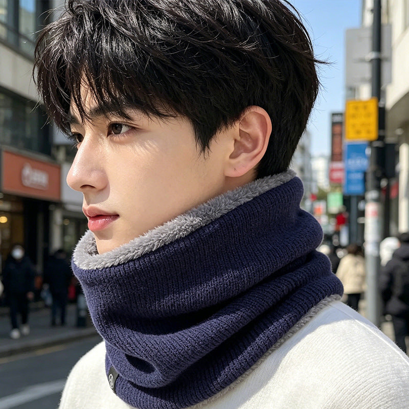 Padded knitted scarf, warming, for winter