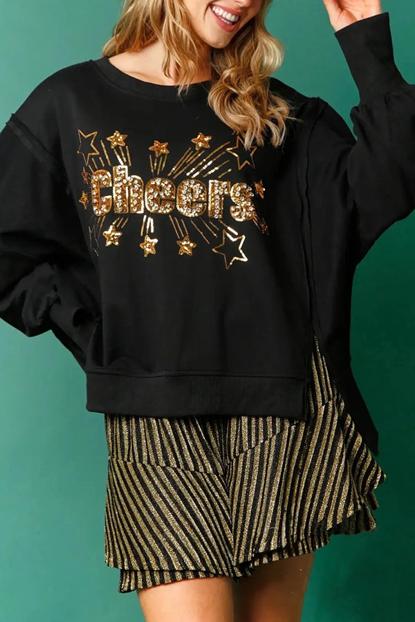 Mune | Christmas Sequins Casual Round Neck Long Sleeve Sweatshirt