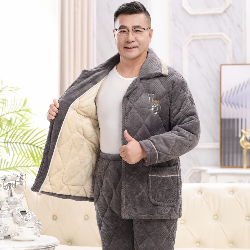 Warmer men's pajamas, padded, for winter