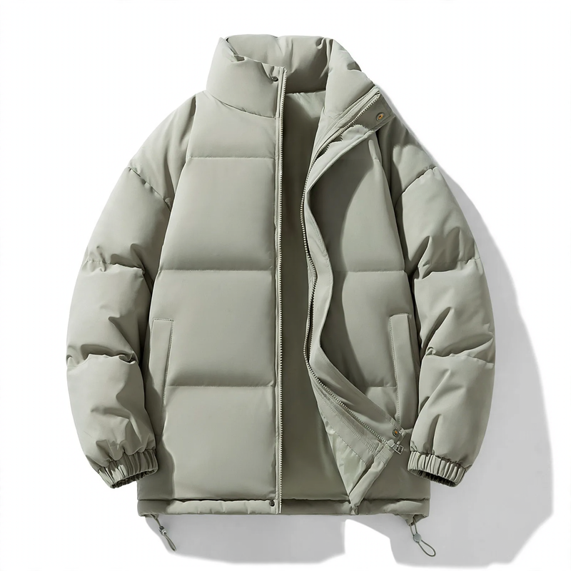 Unisex quilted jacket, stand-up collar, padded, solid color