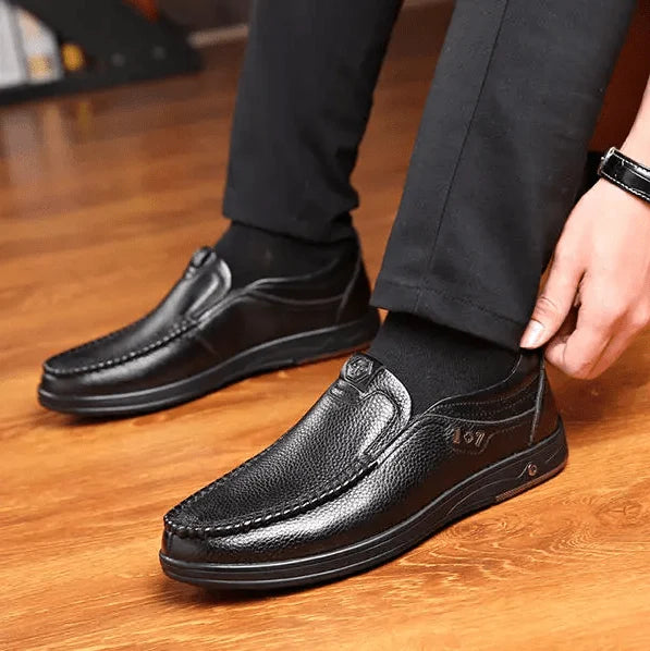 Men's Genuine Leather Slip-On Shoes Mune Fashion