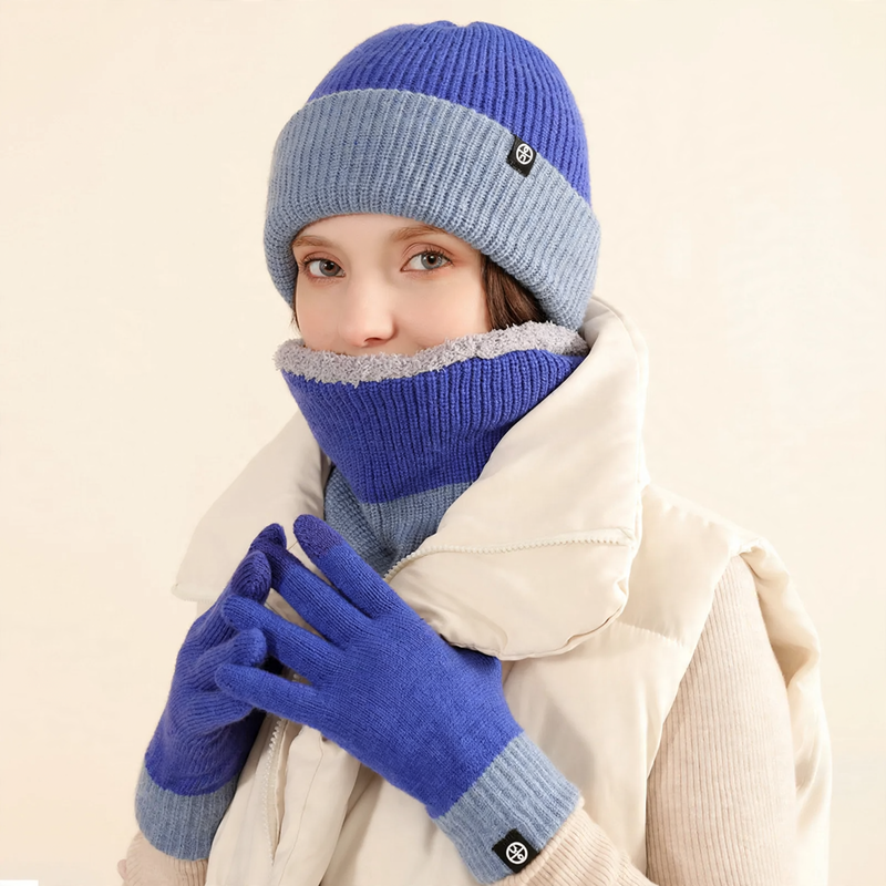 3-piece winter set: beanie, scarf and gloves