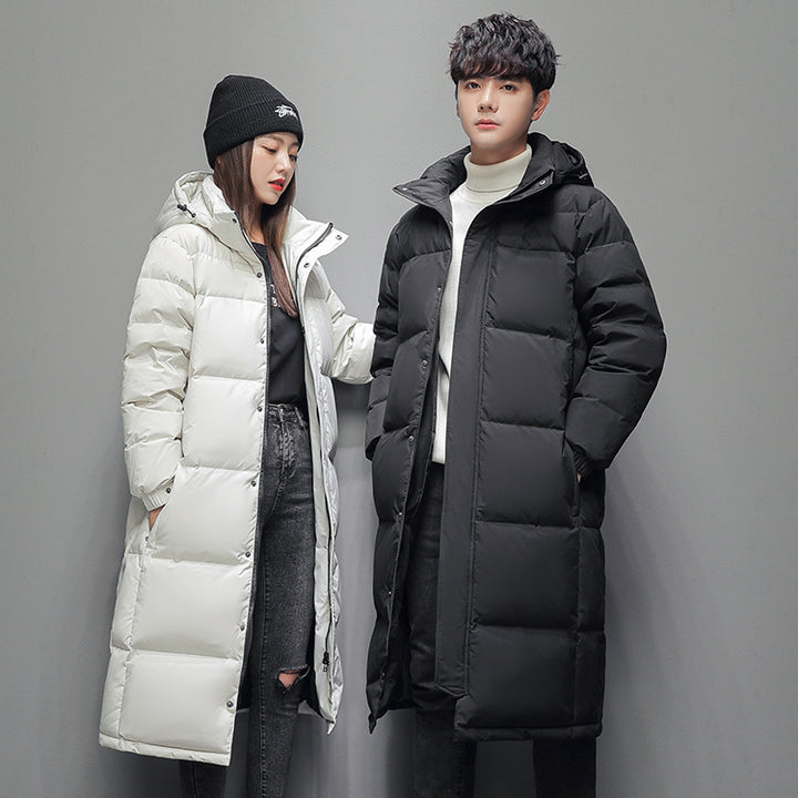 Long Unisex Down Coat, knee-length