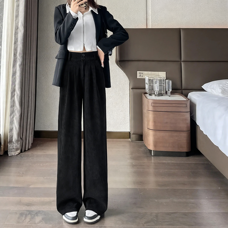 Padded corduroy pants with high waistband