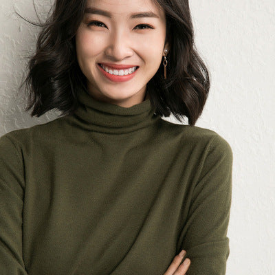 Women’s knitted sweater, stand-up collar, loose fit