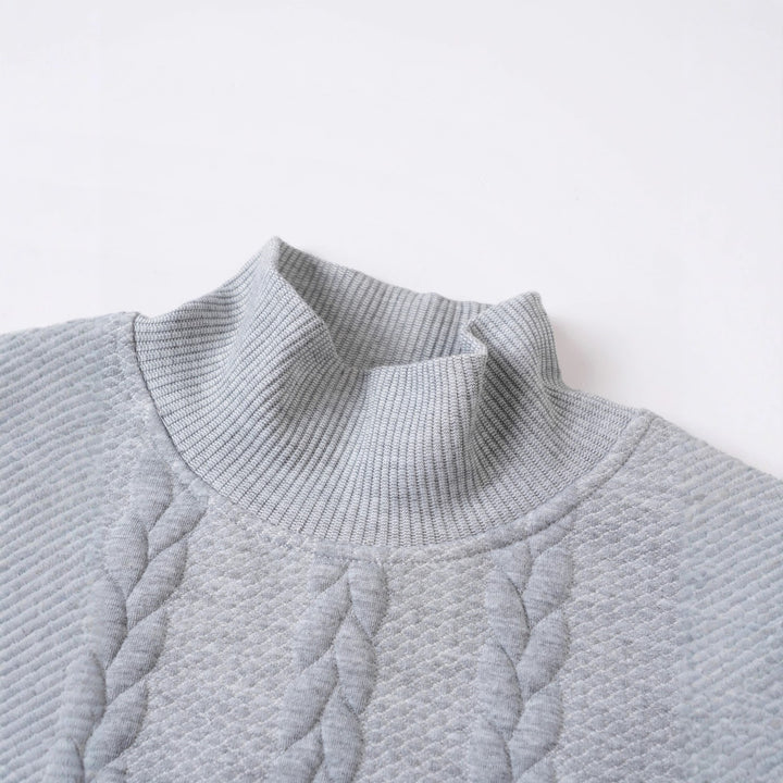 Men's knit sweater with stand-up collar, breathable