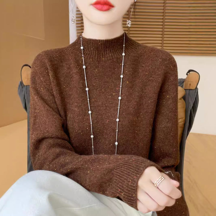 Women’s pullover made of pure wool with stand-up collar