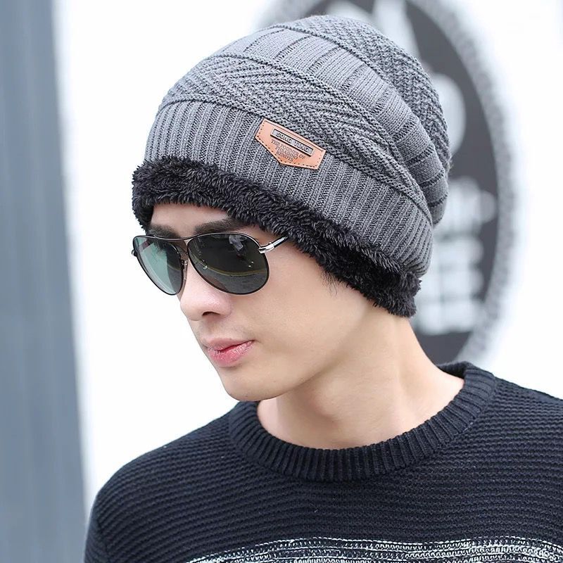 Men's Knit Beanie and Scarf Set, Lined, Warm