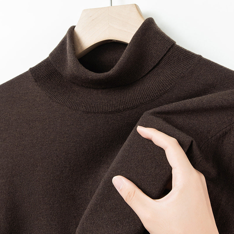 Men's wool pullover, fine knit, standing collar