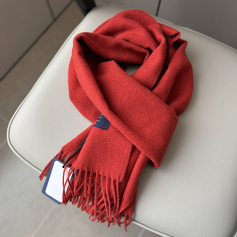 Classic wool scarf with check pattern, 190x33cm