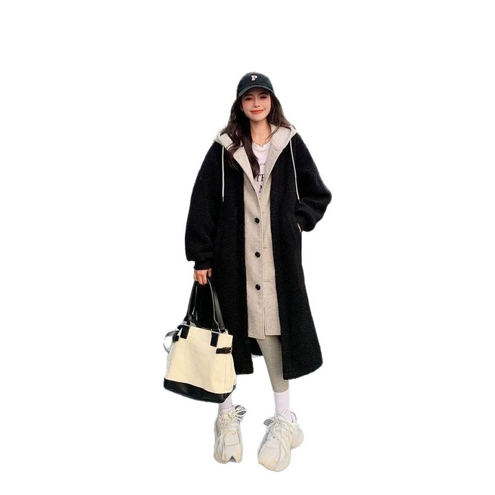 Women's hooded coat, mid-length, padded