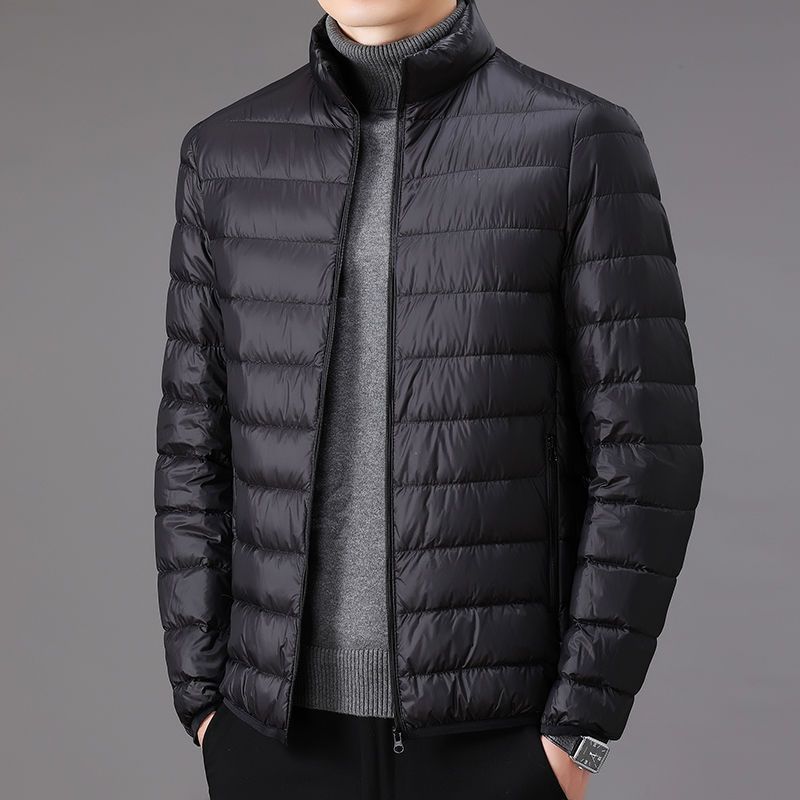 Light men's padded jacket with stand-up collar