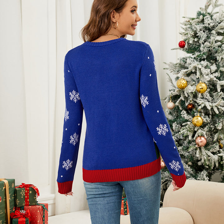 Loose women's Christmas sweater with Santa motif