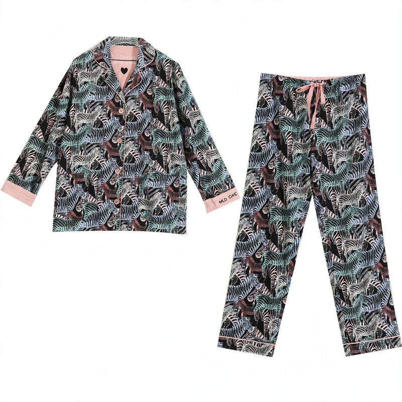 Women's pajamas, cotton, brushed on both sides, versatile
