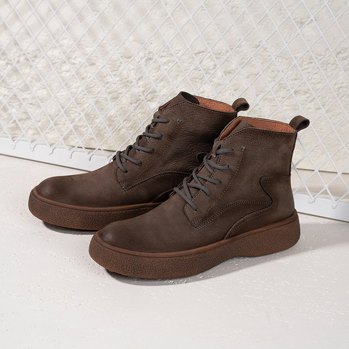 Men's leather boots, lined, classic