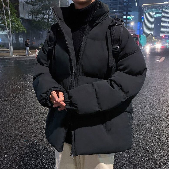 Padded men's winter jacket with stand-up collar