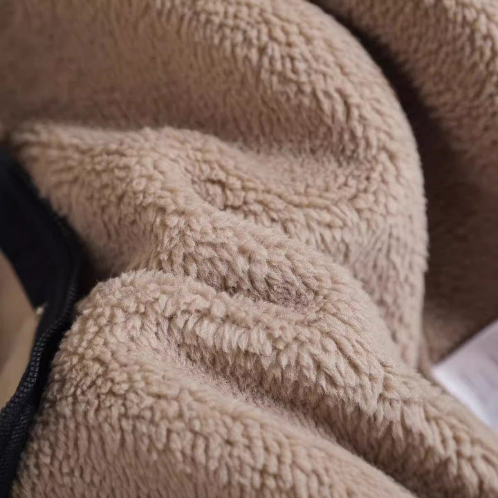 Unisex Teddy fleece jacket with stand-up collar