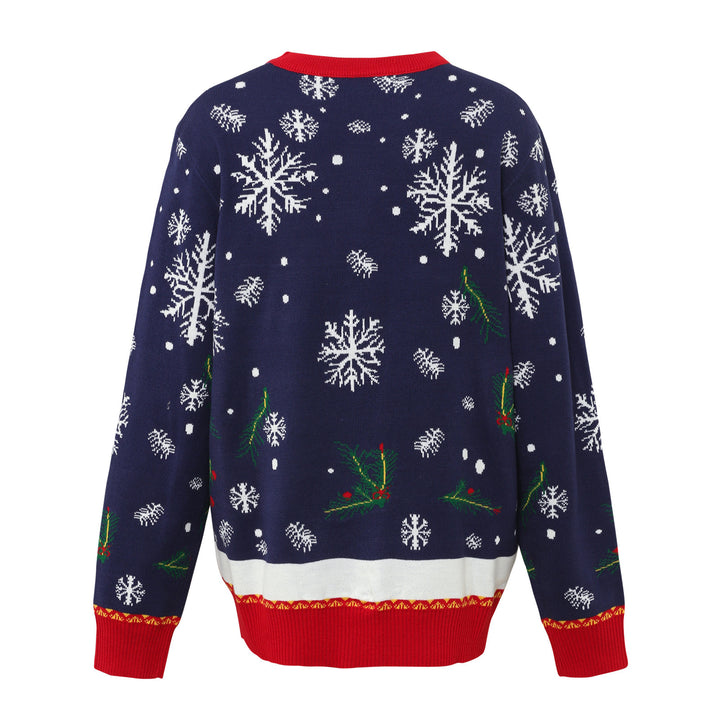 Unisex Christmas sweater with reindeer and tree jacquard