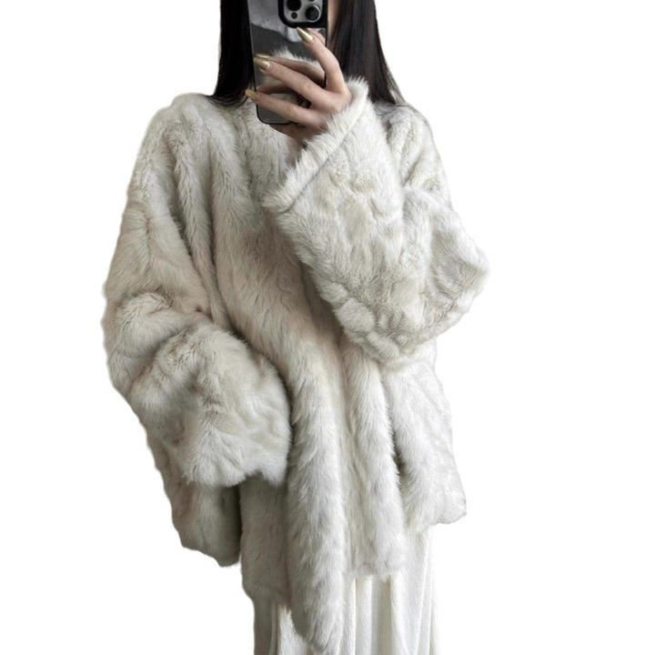 Padded faux fur coat, bat sleeves