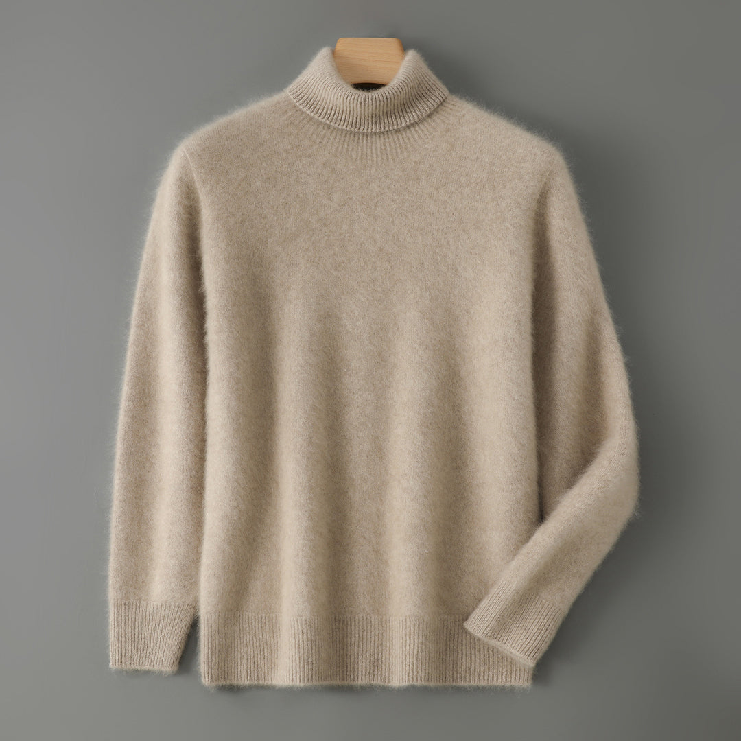 Men's sweater made of 100% wool with stand-up collar