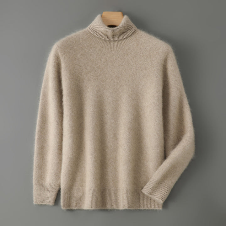 Men's sweater made of 100% wool with stand-up collar