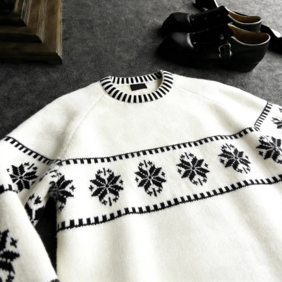 Nordic knit sweater with jacquard pattern