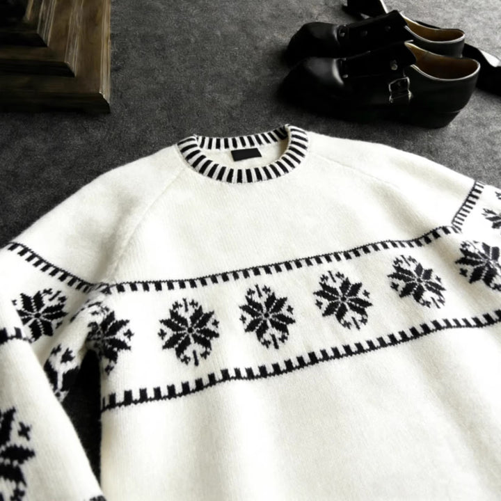 Nordic knit sweater with jacquard pattern