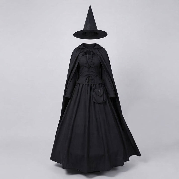 Women's Witch Costume with Detachable Cape and Hat Mune Fashion