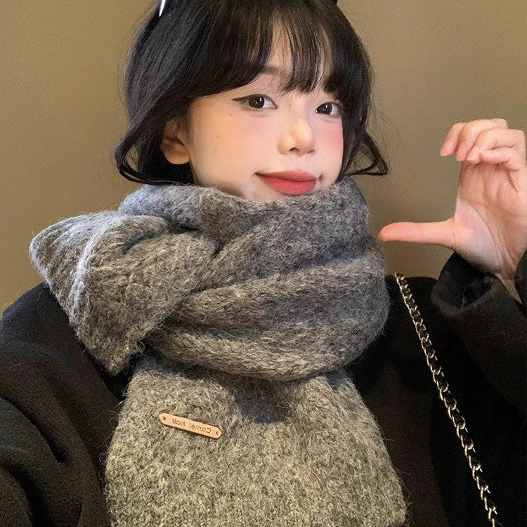 Solid color alpaca wool blend knit scarf, 22x162 cm