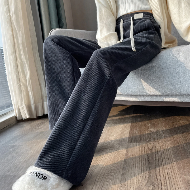 Women's wide-leg corduroy pants, lined