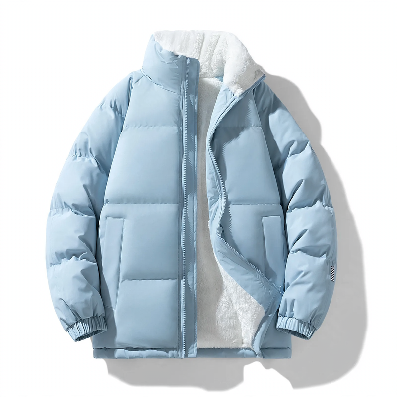 Men's quilted jacket, windproof, stand-up collar, loose