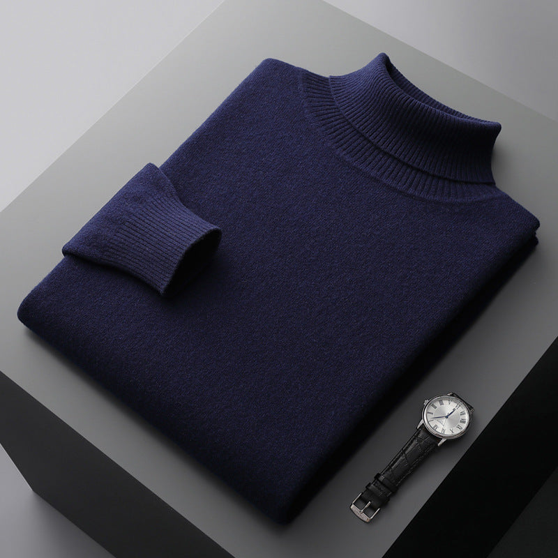 Men's wool pullover, turtleneck, 100% wool