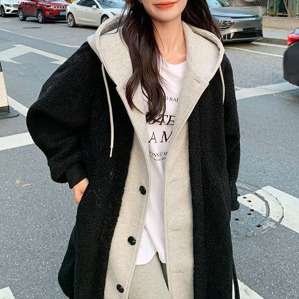 Long women's hoodie coat, loose fit