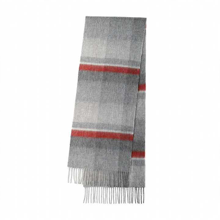 Checked scarf with fringes, 180x30cm