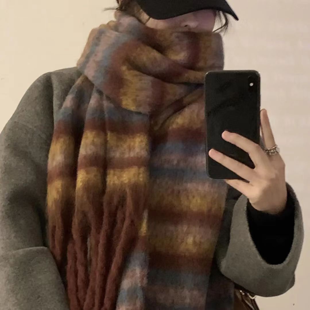 Checked winter scarf, 210x30cm