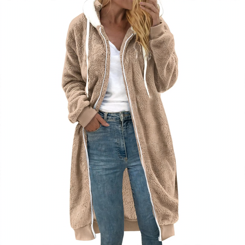 Women’s plush coat, double-sided, with hood