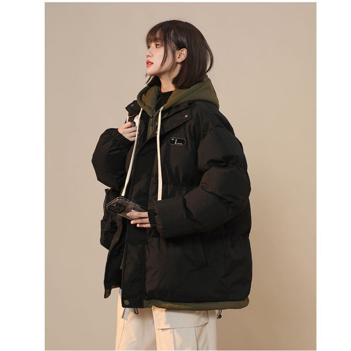 Fleece-lined women's winter jacket in layered look