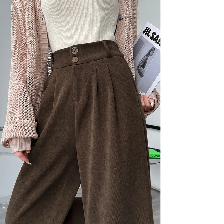 Padded chenille suit pants with wide leg