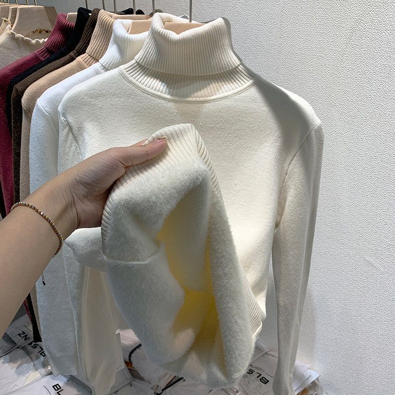 Women's turtleneck sweater, lined, knit