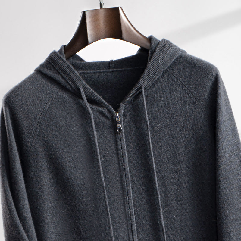Men's Cashmere Cardigan with Hood